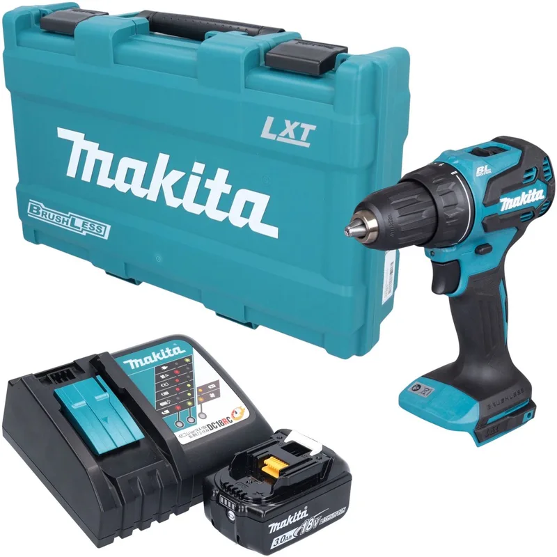 DDF 490 RF1K accuboormachine 18 V 65 Nm borstelloos + 1x accu 3,0 Ah + oplader + koffer von Makita – Produktbild
