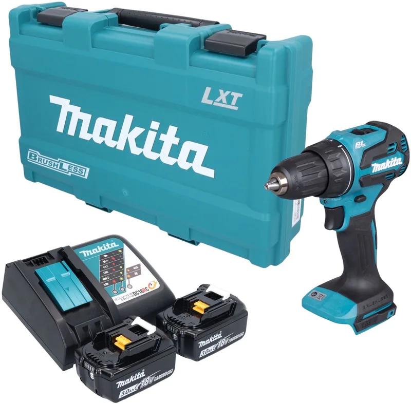 DDF 490 RFK accuboormachine 18 V 65 Nm borstelloos + 2x accu 3,0 Ah + oplader + koffer von Makita – Produktbild