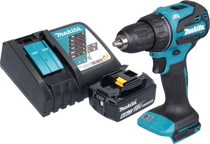DDF 490 RG1 accuschroefboormachine 18 V 65 Nm 1/2" borstelloos + 1x accu 6.0 Ah + lader de Makita – image du produit