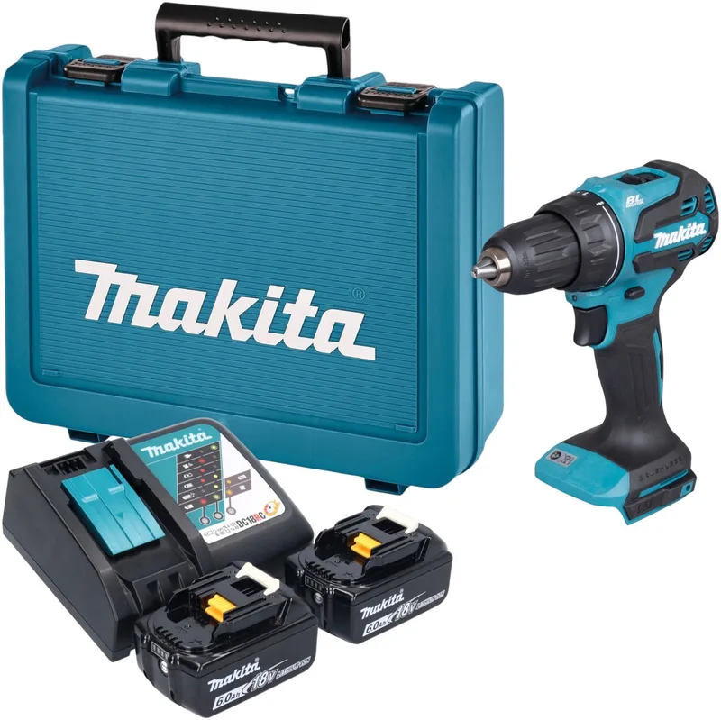 DDF 490 RGE accuboormachine 18 V 65 Nm borstelloos + 2x accu 6,0 Ah + oplader + koffer by Makita – product image
