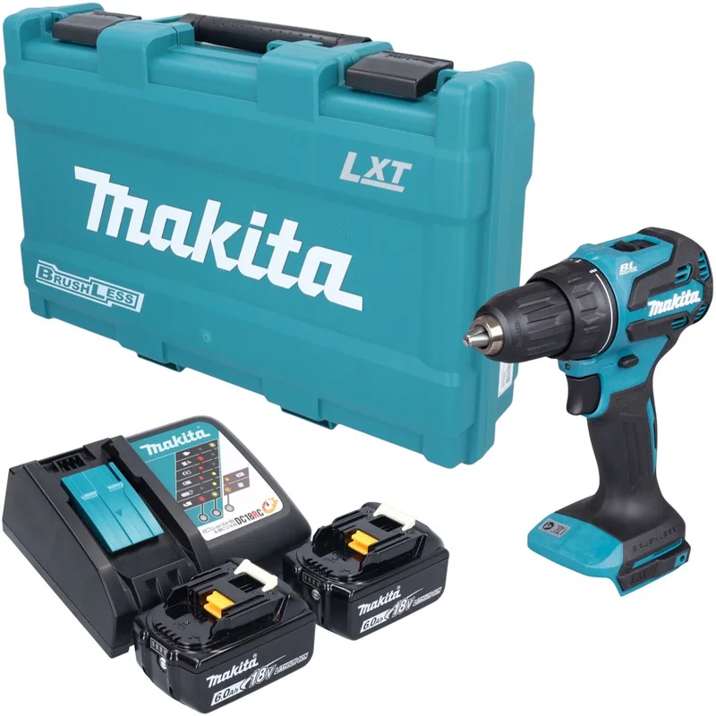 DDF 490 RGK accuboormachine 18 V 65 Nm borstelloos + 2x accu 6,0 Ah + oplader + koffer by Makita – product image
