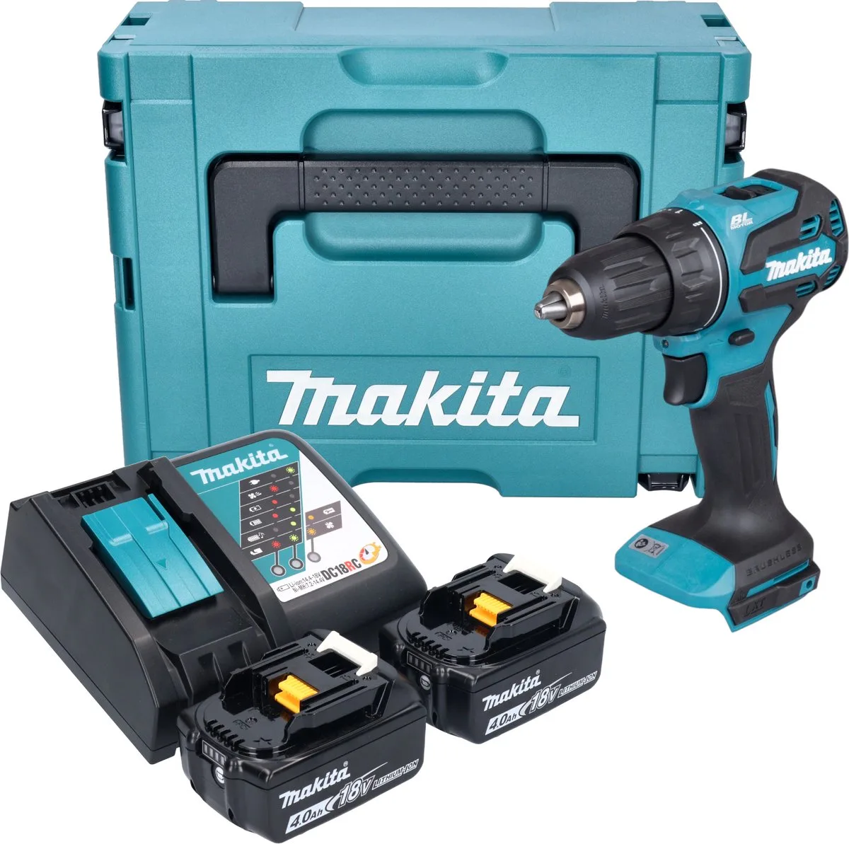 DDF 490 RMJ accuboormachine 18 V 65 Nm 1/2" borstelloos + 2x accu 4.0 Ah + lader + Makpac de Makita – image du produit