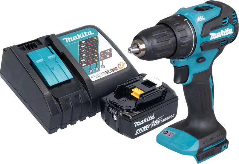 DDF 490 RT1 accuboormachine 18 V 65 Nm 1/2" borstelloos + 1x oplaadbare accu 5.0 Ah + lader by Makita – product image