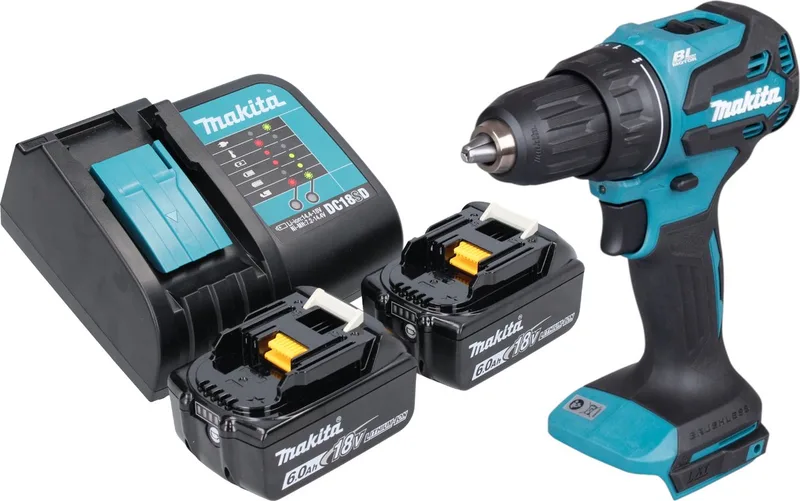 DDF 490 SG accuboormachine 18 V 65 Nm 1/2" borstelloos + 2x accu 6.0 Ah + lader de Makita – image du produit