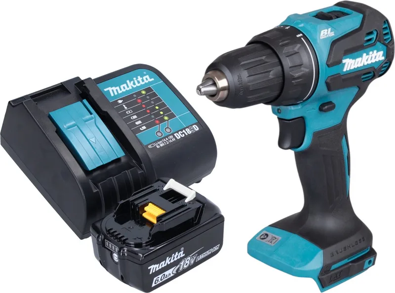 DDF 490 SG1 accuboormachine 18 V 65 Nm 1/2" borstelloos + 1x oplaadbare accu 6.0 Ah + oplader by Makita – product image