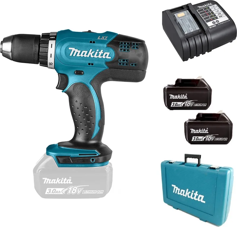 DDF453SFE Boor-/Schroefmachine - 18V - incl. 2 accu's en lader - in koffer von Makita – Produktbild
