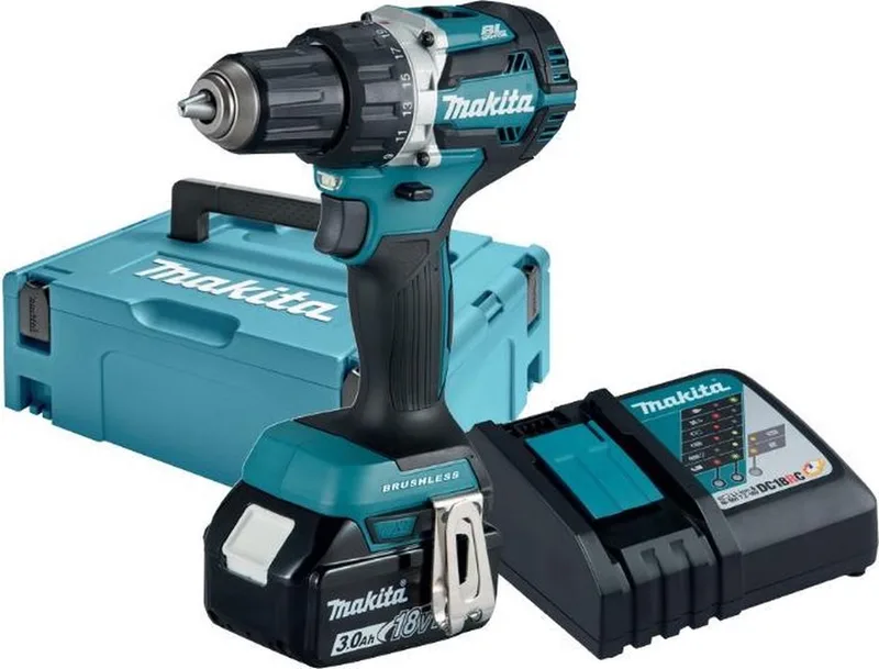 DDF484RF1J 18V BOOR-/SCHROEFMACHINE KOOLBORSTELLOOS 3,0 AH ACCU (1 ST), SNELLADER, MBOX de Makita – image du produit