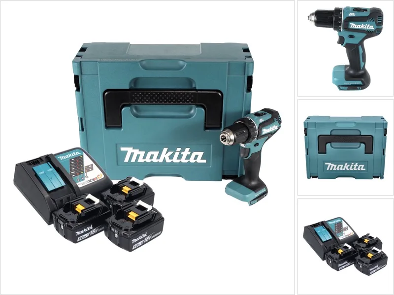 DDF485RTJ3 18v Boor- en schroefmachine brushless 5,0 Ah accu (2 st), snellader, Mbox + 3e accu de Makita – image du produit