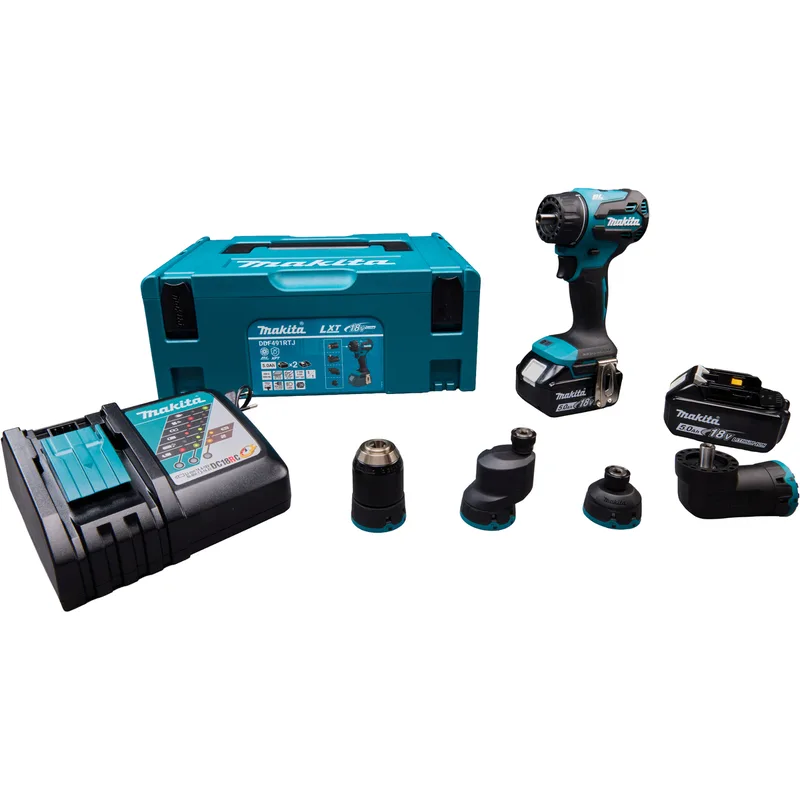 DDF491RTJ Schroefboormachine + 4x opzetstukken LXT 18V 2x 5.0Ah von Makita – Produktbild