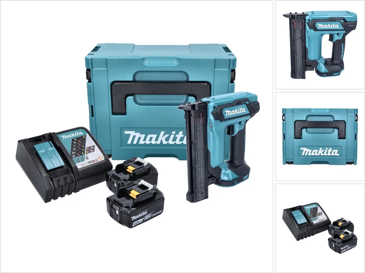 DFN 350 RMJ accu staande spijkermachine 18 V 15 - 35 mm + 2x accu 4.0 Ah + lader + Makpac fra Makita – produktbillede
