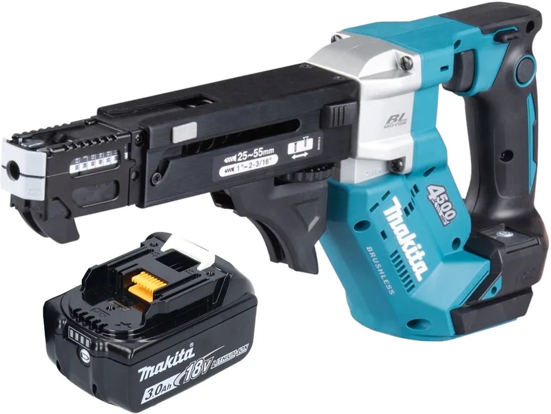DFR 552 F1 accu-magazijnschroevendraaier 18 V 25 - 55 mm borstelloos + 1x accu 3,0 Ah - zonder lader van Makita – productafbeelding