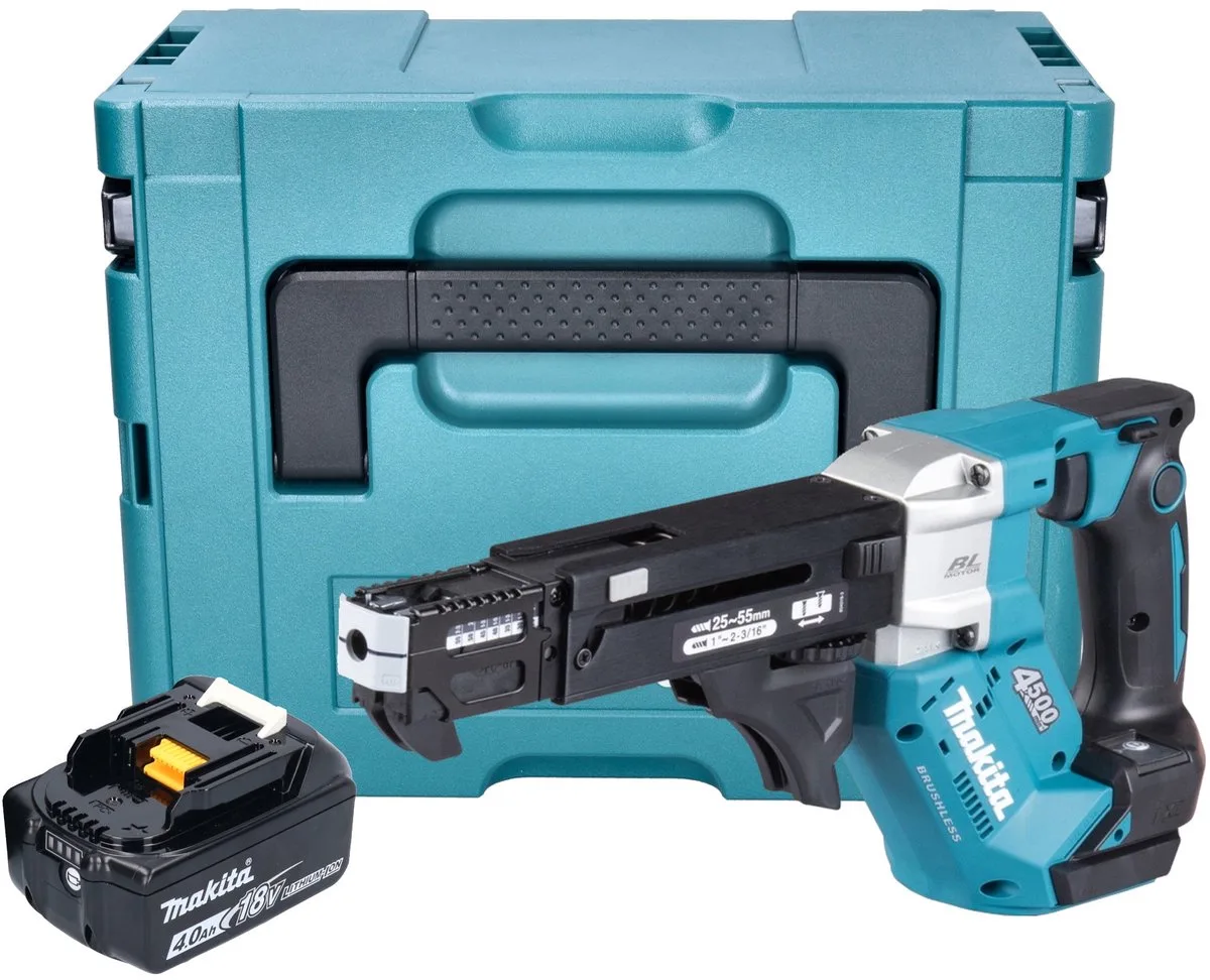 DFR 552 M1J accu-magazijnschroevendraaier 18 V 25 - 55 mm borstelloos + 1x accu 4.0 Ah + Makpac - zonder lader de Makita – image du produit