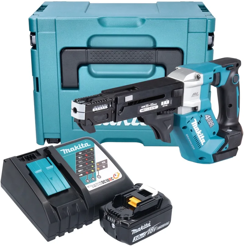 DFR 552 RF1J accuschroevendraaier 18 V 25 - 55 mm borstelloos + 1x accu 3.0 Ah + lader + Makpac de Makita – image du produit