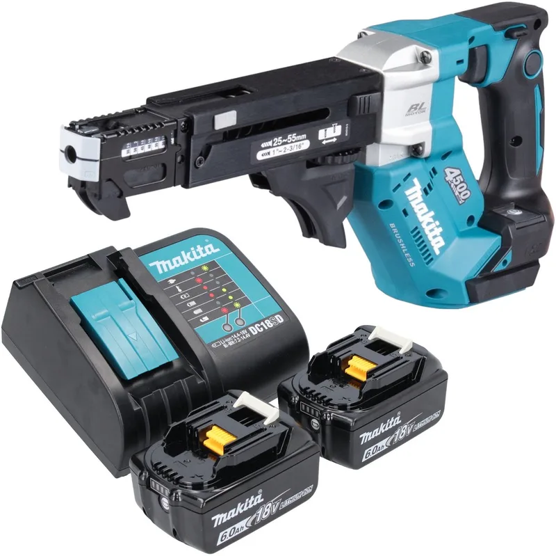 DFR 552 SG accu-magazijnschroevendraaier 18 V 25 - 55 mm borstelloos + 2x accu 6.0 Ah + lader by Makita – product image