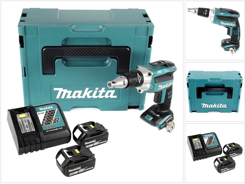 DFS 250 RTJ accu-droogbouwschroevendraaier 18 V borstelloos + 2x oplaadbare accu 5.0 Ah + lader + Makpac by Makita – product image