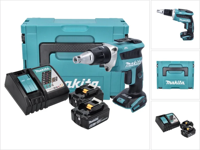 DFS 452 RGJ accu-schroefmachine 18 V borstelloos + 2x accu 6,0 Ah + oplader + Makpac von Makita – Produktbild