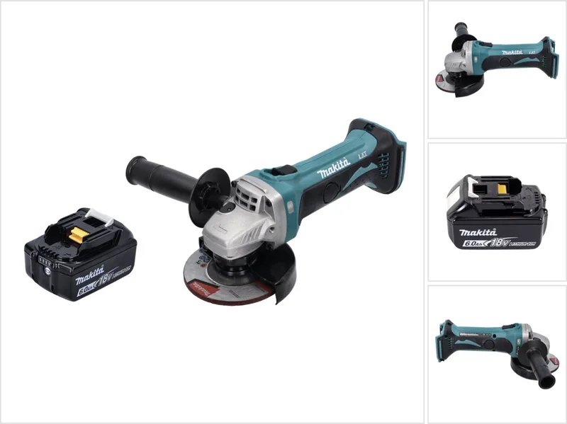 DGA 452 G1 accu haakse slijper 18 V 115 mm + 1x accu 6,0 Ah - zonder oplader fra Makita – produktbillede