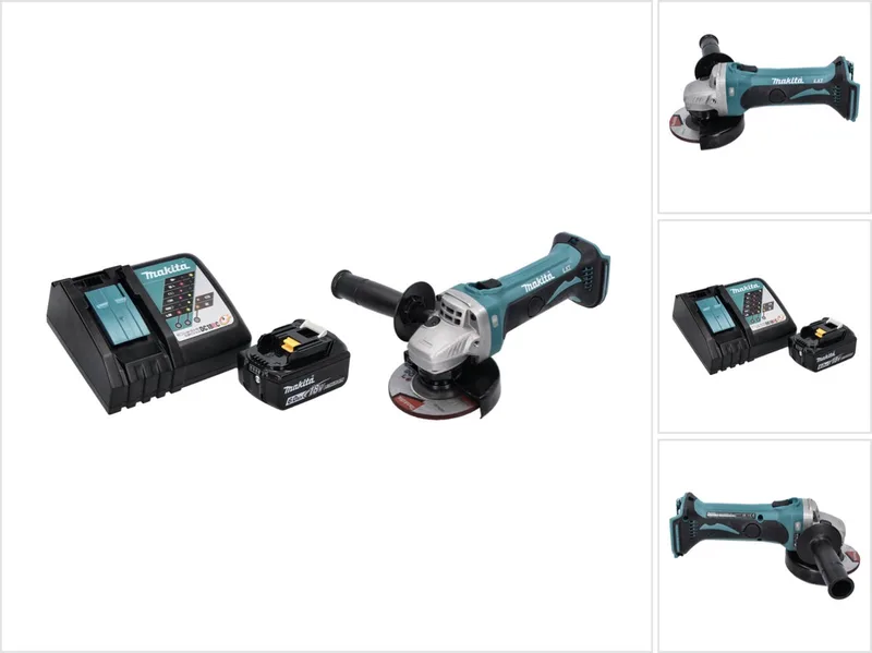 DGA 452 RG1 accu haakse slijper 18 V 115 mm + 1x accu 6,0 Ah + oplader von Makita – Produktbild
