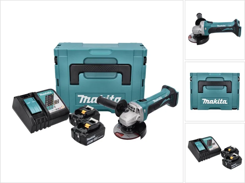 DGA 452 RGJ accu haakse slijper 18 V 115 mm + 2x accu 6,0 Ah + oplader + Makpac by Makita – product image