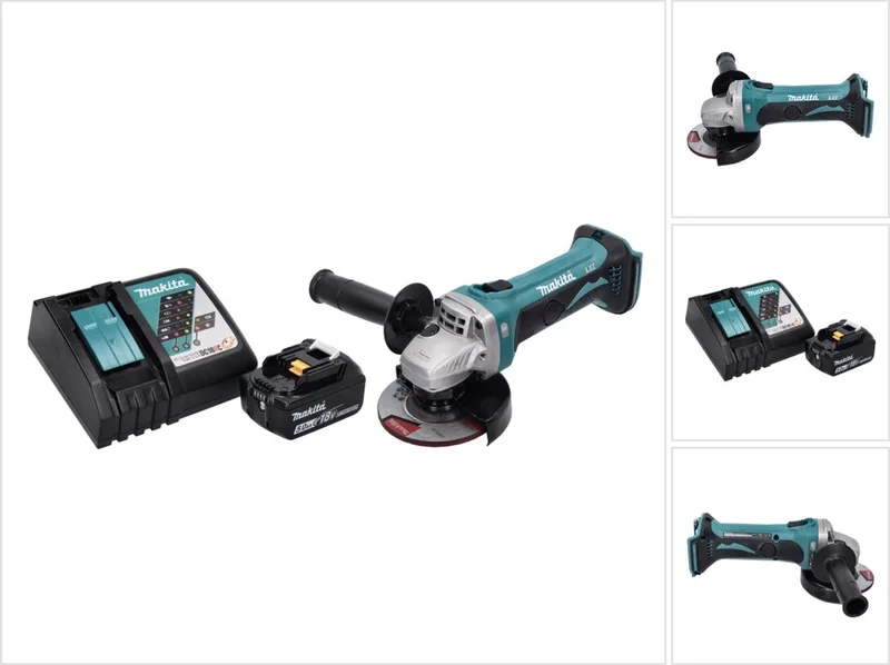DGA 452 RT1 accu haakse slijper 18 V 115 mm + 1x accu 5,0 Ah + oplader de Makita – image du produit