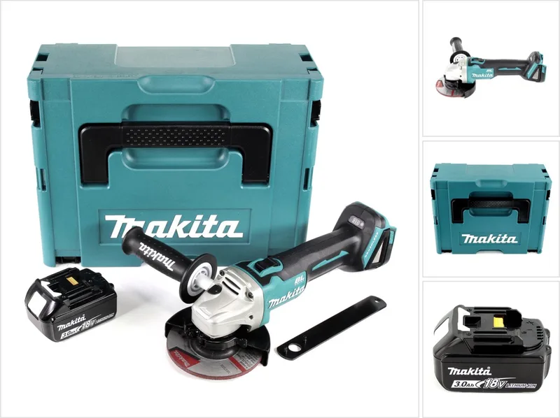 DGA 504 F1J accu haakse slijper 18 V 125 mm borstelloos + 1x accu 3,0 Ah + Makpac - zonder oplader von Makita – Produktbild
