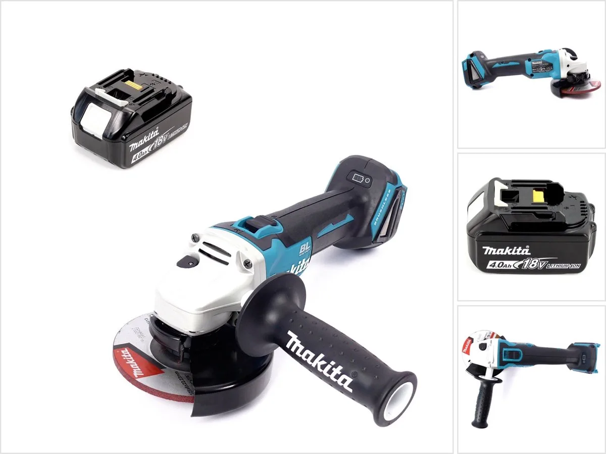 DGA 504 M1 accu haakse slijper 18 V 125 mm borstelloos + 1x accu 4,0 Ah - zonder oplader de Makita – image du produit