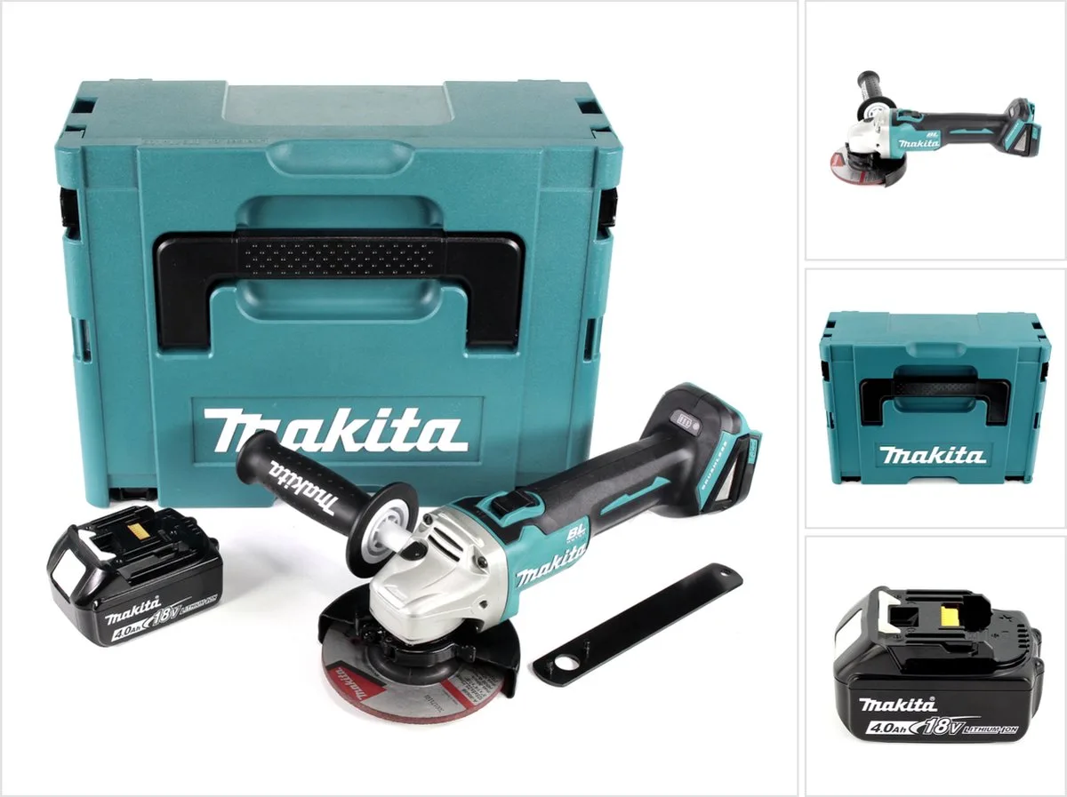 DGA 504 M1J accu haakse slijper 18 V 125 mm borstelloos + 1x accu 4,0 Ah + Makpac - zonder oplader de Makita – image du produit