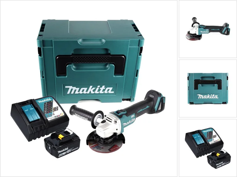 DGA 504 RG1J Snoerloze haakse slijper 18 V 125 mm borstelloos + 1x oplaadbare accu 6.0 Ah + lader + Makpac de Makita – image du produit