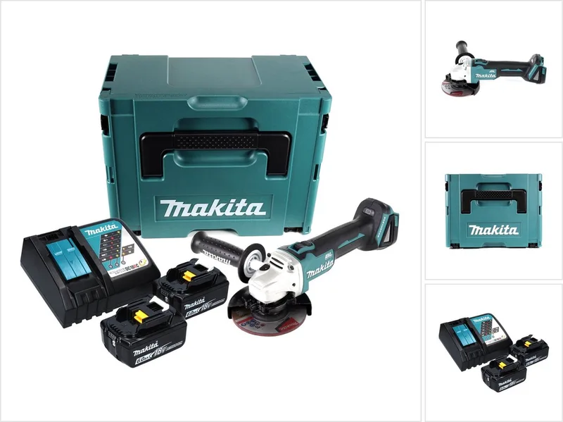 DGA 504 RGJ accu haakse slijper 18 V 125 mm borstelloos + 2x accu 6.0 Ah + lader + Makpac de Makita – image du produit