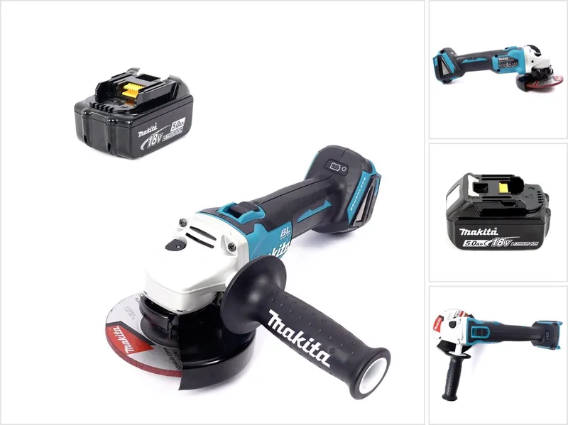DGA 504 T1 accu haakse slijper 18V 125 mm borstelloos + 1x accu 5,0 Ah - zonder oplader de Makita – image du produit