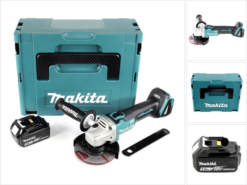 DGA 504 T1J accu haakse slijper 18 V 125 mm borstelloos + 1x accu 5,0 Ah + Makpac - zonder oplader von Makita – Produktbild