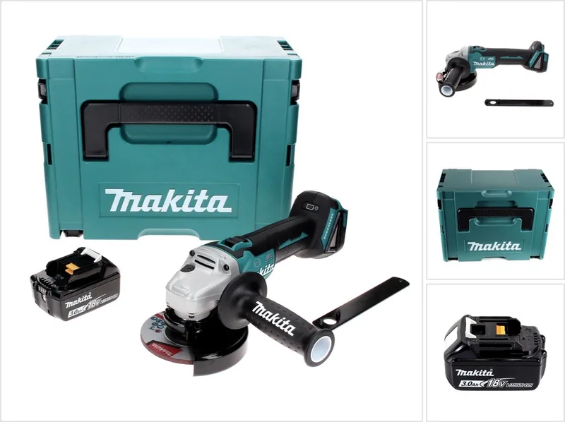 DGA 506 F1J accu haakse slijper 18 V 125 mm borstelloos + 1x oplaadbare accu 3.0 Ah + Makpac - zonder lader de Makita – image du produit