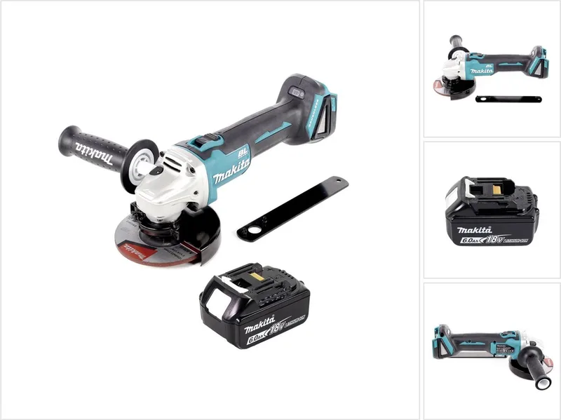 DGA 506 G1 accu haakse slijper 18 V 125 mm borstelloos + 1x oplaadbare accu 6.0 Ah - zonder lader de Makita – image du produit