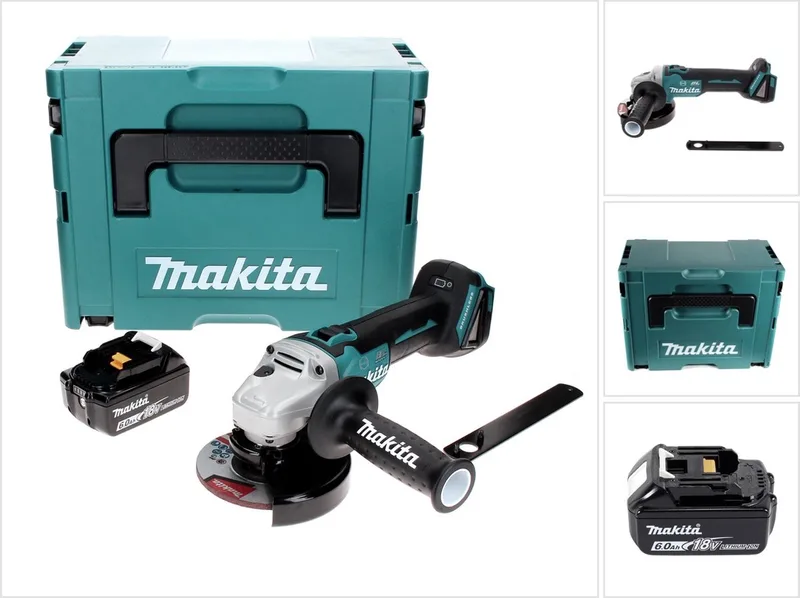 DGA 506 G1J accu haakse slijper 18 V 125 mm borstelloos + 1x oplaadbare accu 6.0 Ah + Makpac - zonder lader by Makita – product image