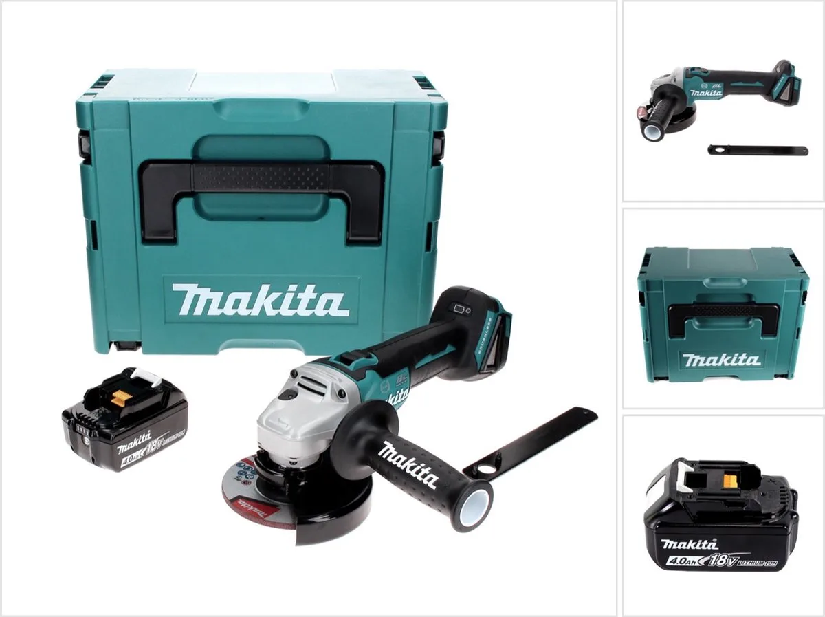 DGA 506 M1J Snoerloze haakse slijper 18 V 125 mm borstelloos + 1x oplaadbare accu 4.0 Ah + Makpac - zonder lader von Makita – Produktbild