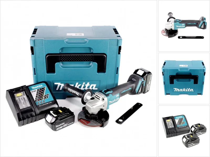 DGA 506 RFJ accu haakse slijper 18 V 125 mm borstelloos + 2x accu 3.0 Ah + lader + Makpac de Makita – image du produit