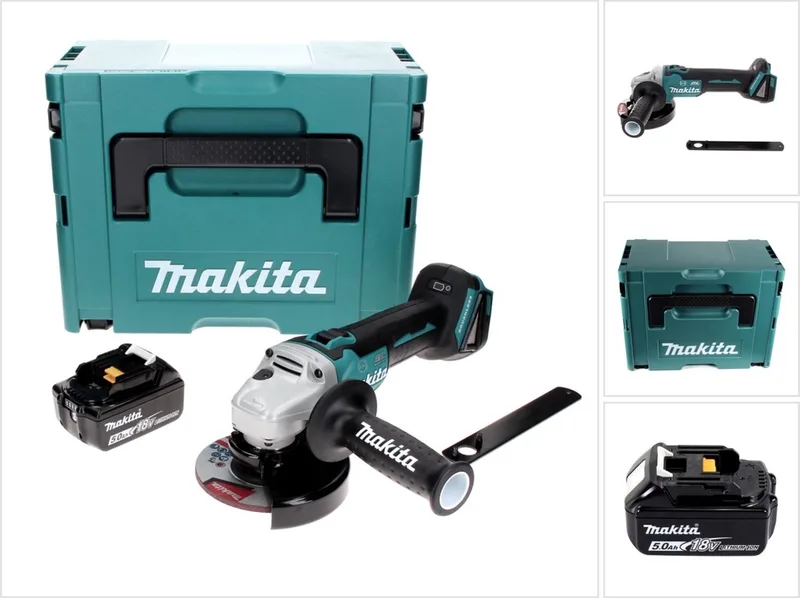 DGA 506 T1J Snoerloze haakse slijper 18 V 125 mm borstelloos + 1x oplaadbare accu 5.0 Ah + Makpac - zonder lader by Makita – product image