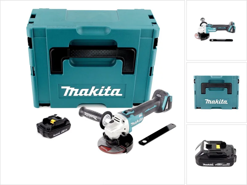 DGA 506 Y1J accu haakse slijper 18V 125mm borstelloos + 1x accu 1.5Ah + Makpac - zonder lader de Makita – image du produit
