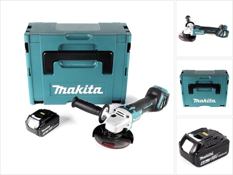 DGA 511 G1J accu haakse slijper 18V 125mm borstelloos + 1x oplaadbare accu 6.0Ah + Makpac - zonder lader de Makita – image du produit