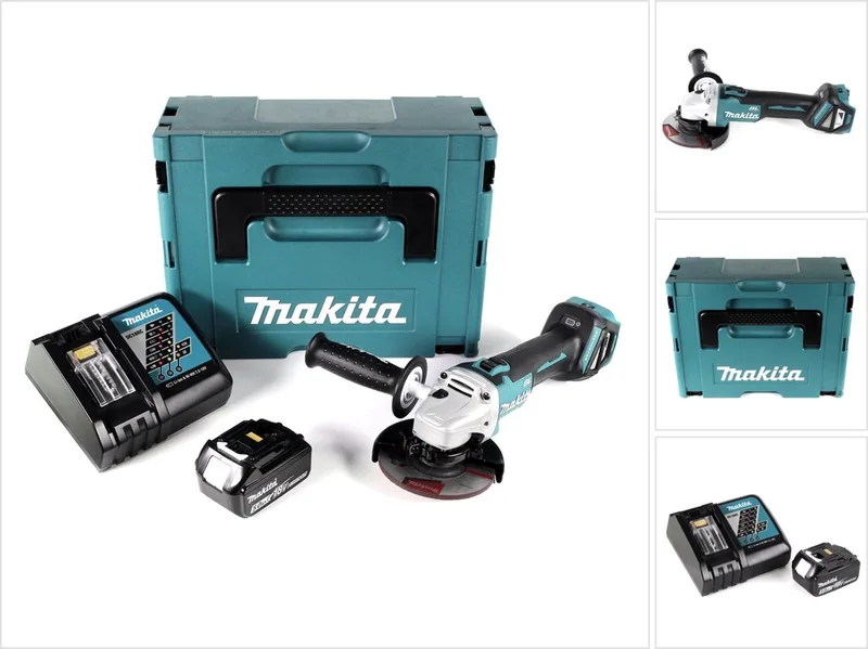 DGA 511 RT1J accu haakse slijper 18V 125mm borstelloos + 1x oplaadbare accu 5.0Ah + lader + Makpac de Makita – image du produit