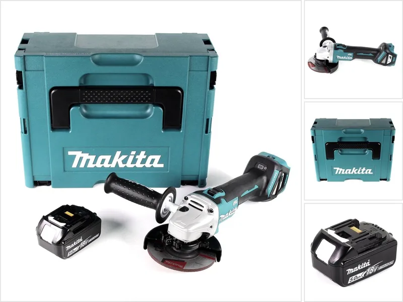 DGA 511 T1J accu haakse slijper 18V 125mm borstelloos + 1x oplaadbare accu 5.0Ah + Makpac - zonder lader de Makita – image du produit