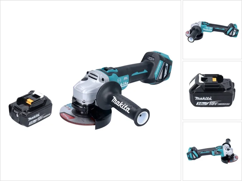 DGA 513 F1 accu haakse slijper 18 V 125 mm borstelloos + 1x oplaadbare accu 3.0 Ah - zonder lader de Makita – image du produit