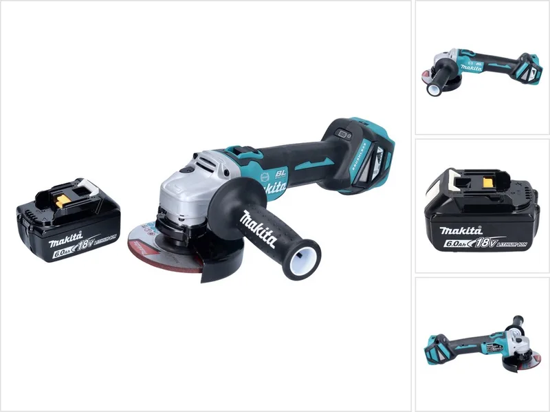 DGA 513 G1 accu haakse slijper 18 V 125 mm borstelloos + 1x oplaadbare accu 6.0 Ah - zonder lader by Makita – product image