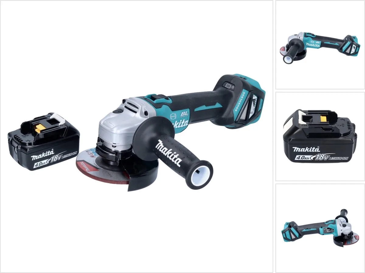 DGA 513 M1 accu haakse slijper 18 V 125 mm borstelloos + 1x accu 4.0 Ah - zonder lader von Makita – Produktbild