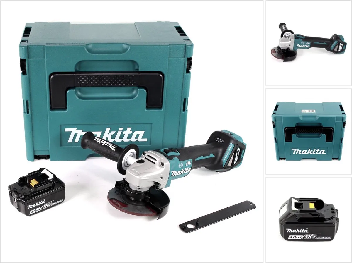 DGA 513 M1J Snoerloze haakse slijper 18V 125mm Brushless + 1x accu 4,0Ah + Makpac - zonder lader von Makita – Produktbild