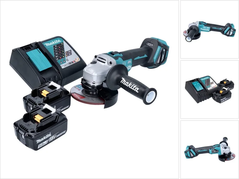 DGA 513 RT accu haakse slijper 18 V 125 mm borstelloos + 2x accu 5.0 Ah + lader von Makita – Produktbild