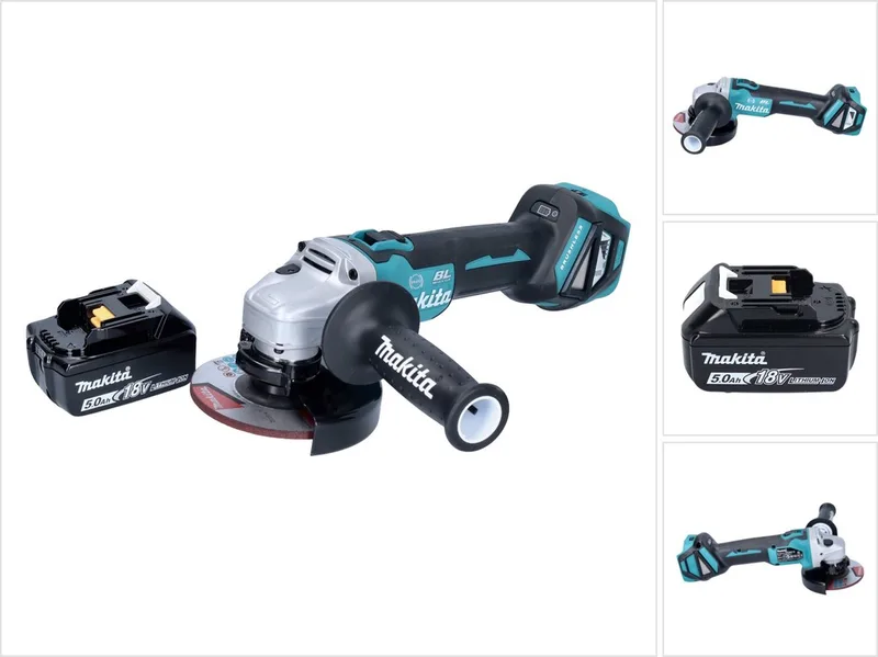 DGA 513 T1 accu haakse slijper 18 V 125 mm borstelloos + 1x oplaadbare accu 5.0 Ah - zonder lader de Makita – image du produit