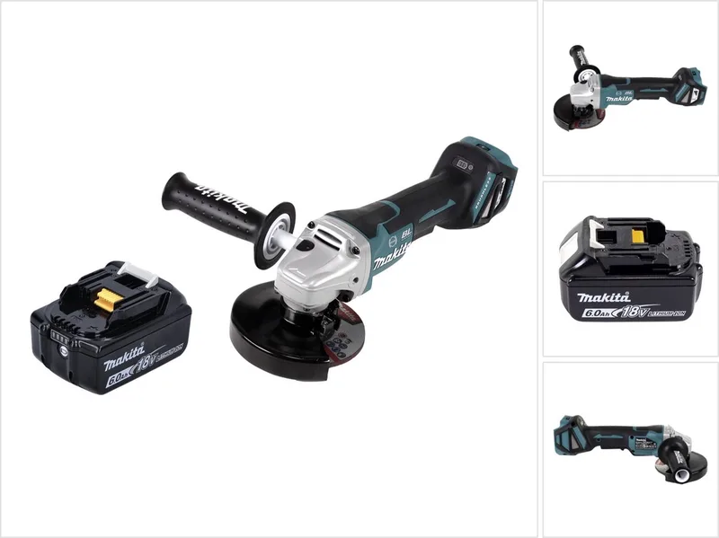 DGA 517 G1 accu haakse slijper 18 V 125 mm borstelloos + 1x oplaadbare accu 6.0 Ah - zonder lader fra Makita – produktbillede