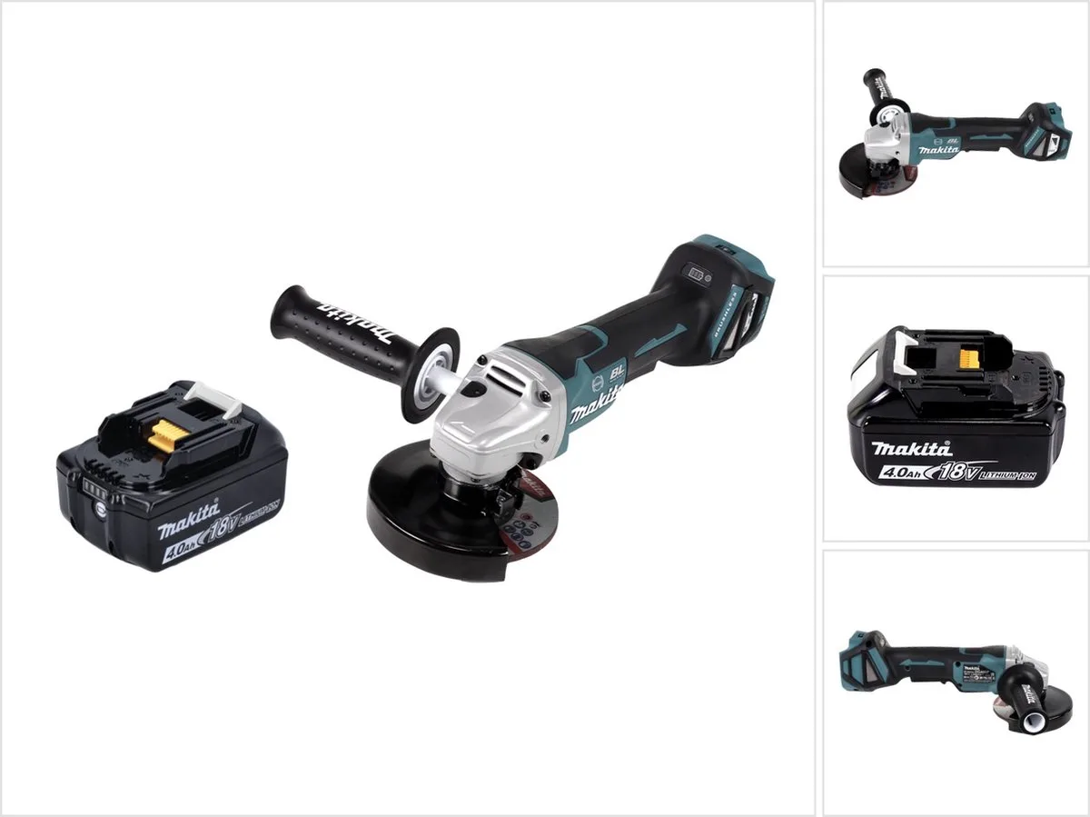 DGA 517 M1 accu haakse slijper 18 V 125 mm borstelloos + 1x accu 4.0 Ah - zonder lader fra Makita – produktbillede