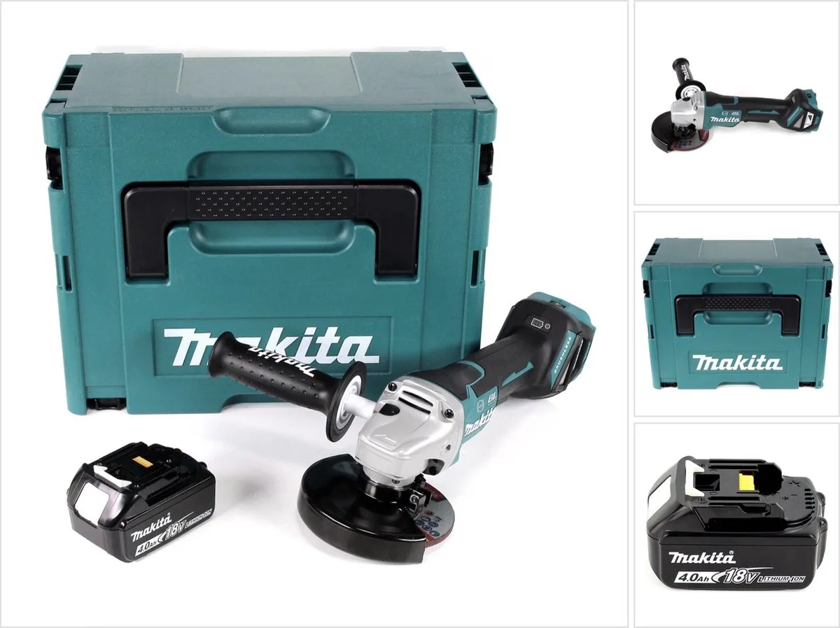 DGA 517 M1J Snoerloze haakse slijper 18 V 125 mm borstelloos + 1x oplaadbare accu 4.0 Ah + Makpac - zonder lader de Makita – image du produit